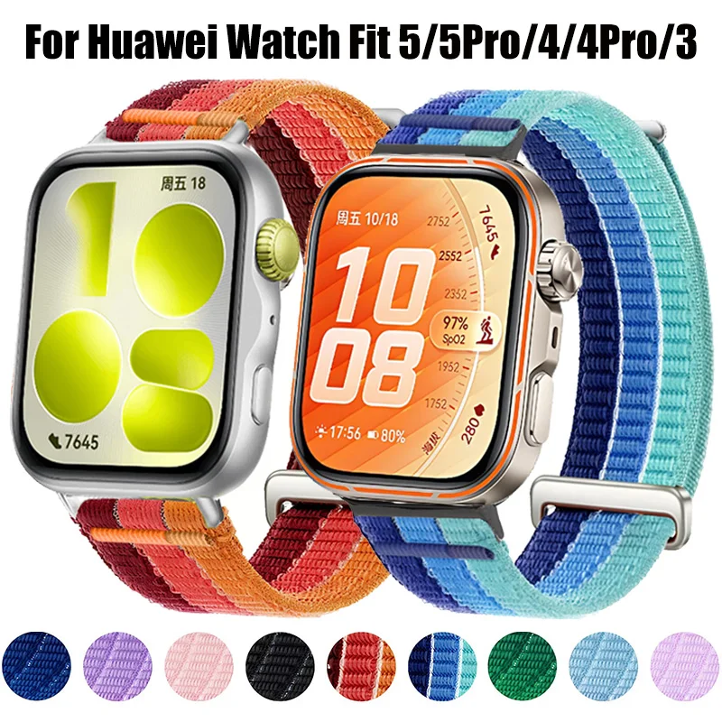 Armband für Huawei Watch Fit 5 Pro 4 Pro, atmungsaktives Sportarmband aus gewebtem Nylon, Armband für Huawei Watch Fit 5 4 3, Handgelenksband