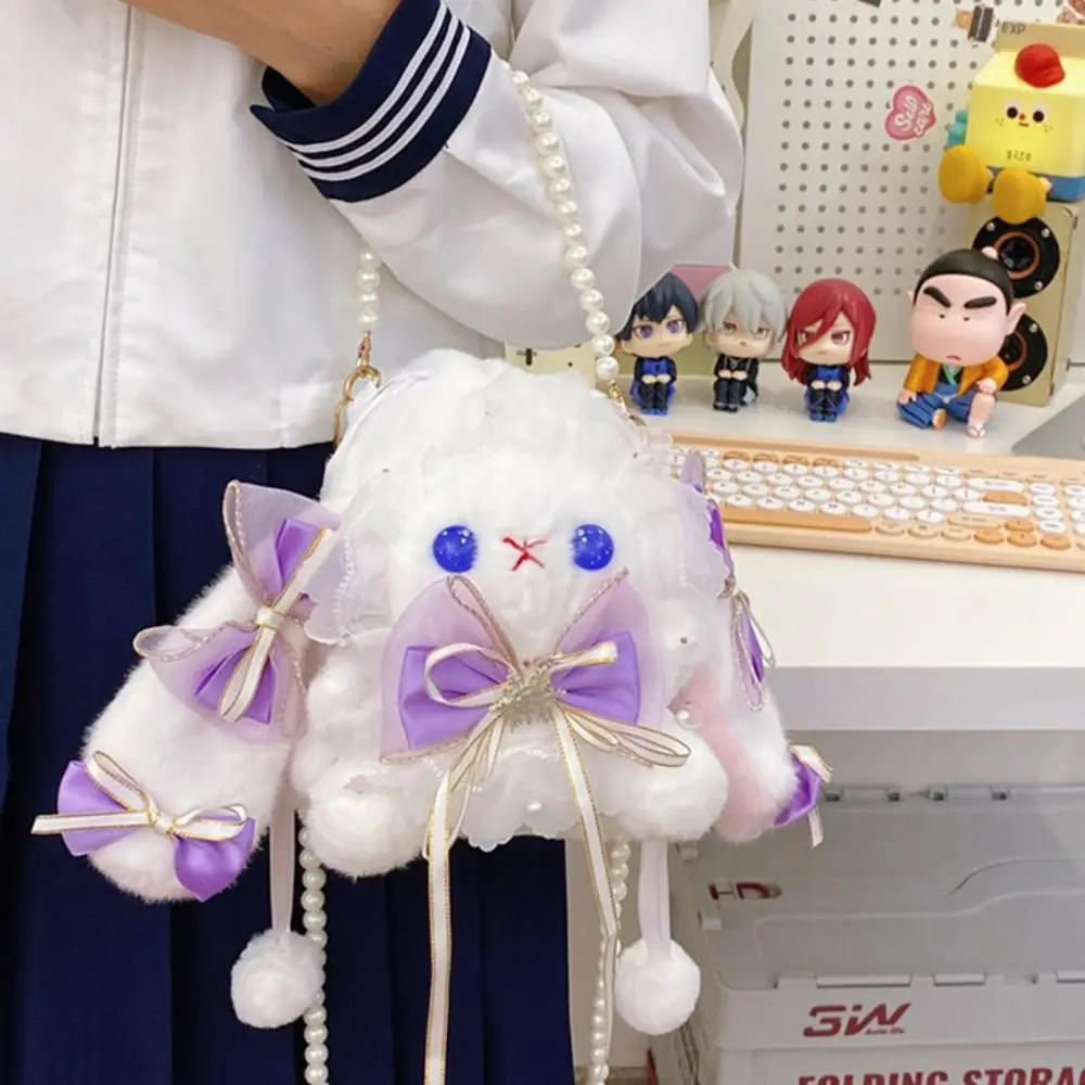 Bolsos de Hombro de Conejo Lolita de Peluche, Bolsos Pequeños y Lindos de Conejo con Orejas Caídas, Bolsos Cruzados de Conejo Suave y Creativo, Regalo de Cumpleaños