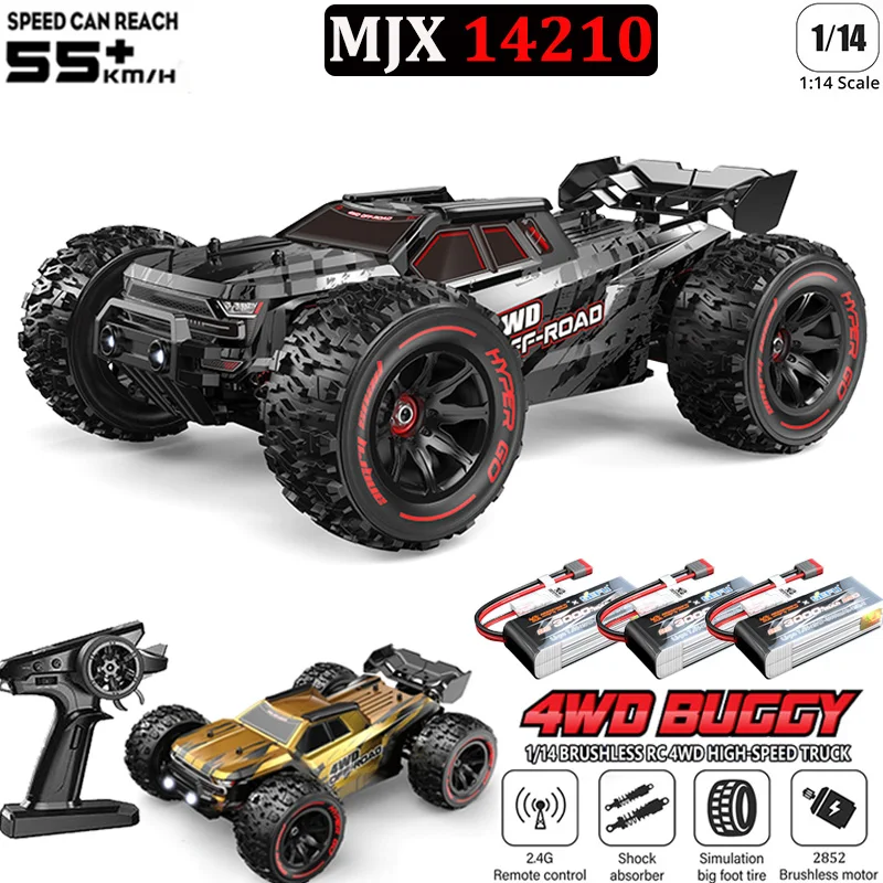 Hyper Go MJX 14210 RC Car 2.4G 4WD 1/14 Brushless 55KM/H High Speed Off-Road Remote Control Drift Monster Truck Toys for Kids