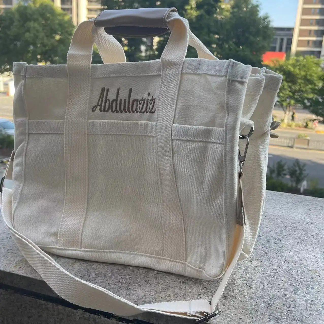 Borsa a tracolla multifunzionale per mamma e bambino con nome ricamato personalizzato, borsa per passeggino, borsa per il pendolarismo