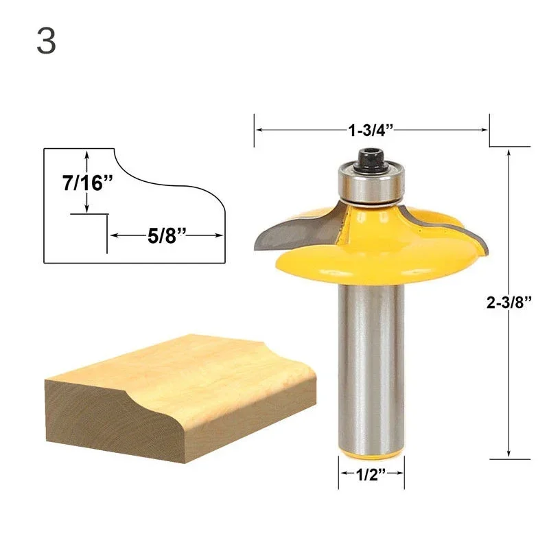 목재 조각 서랍 전면 및 캐비닛 문짝 전면 라우터 비트 세트, 목공 밀링 커터, 1/2 인치 12.7mm 생크 밀링 커터, 1PC