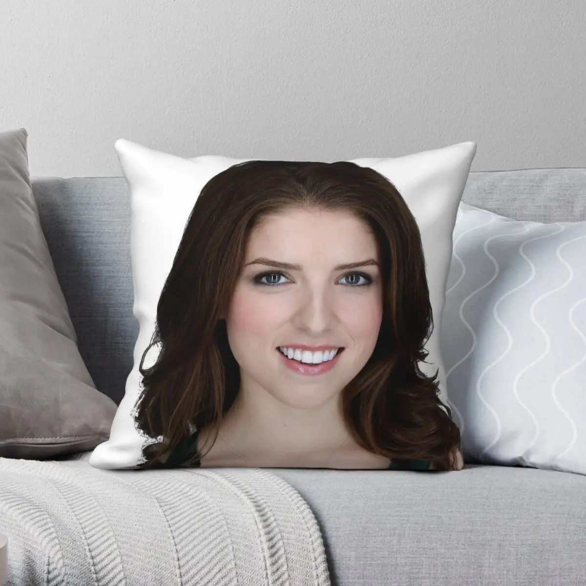 Anna Kendrick Square Pillowcase Polyester Linen Velvet Creative Zip Decorative Home Cushion Cover