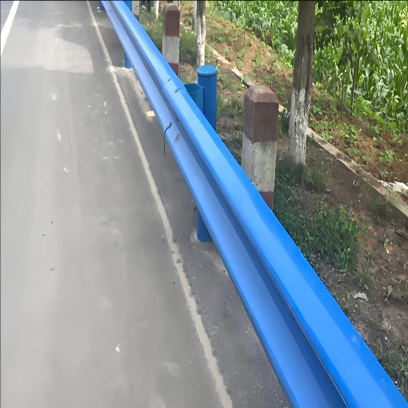

Corrugated steel highway guardrail for safety protection