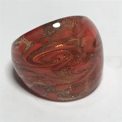 Handmade Vintage For Women Murano  Liuli  Rings Fashion Glass Jewelry  Red