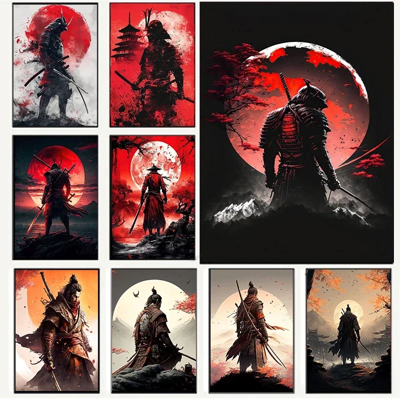 Japanese Samurai 80s Vintage Style Art Home Decor Pictures For Bar Cafe Living Room Sofa Wall Canvas Painting Print Posters G