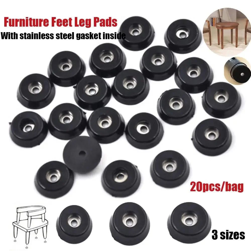 20pcs Rubber Table Chair  Feet Leg Pads Tile Floor Protectors 18x15x5mm14*11*9mm11*9*6mm