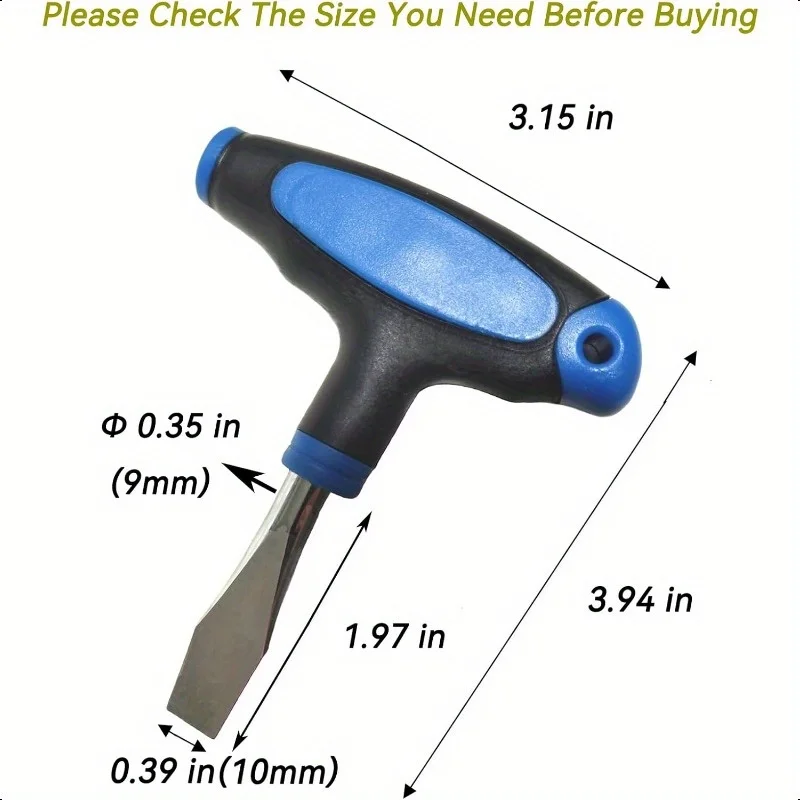 Obeng Flathead Gagang T Ringkas dengan Bilah 10mm.