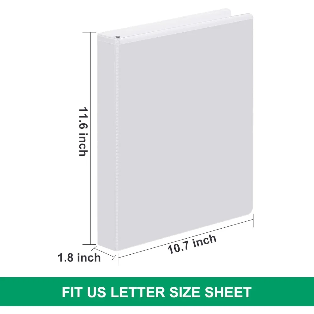 Round Ring Binders 1.5 Inch, Clear View Covers, Holds 300 Sheets, US Letter Size, 12 Pack Bundle