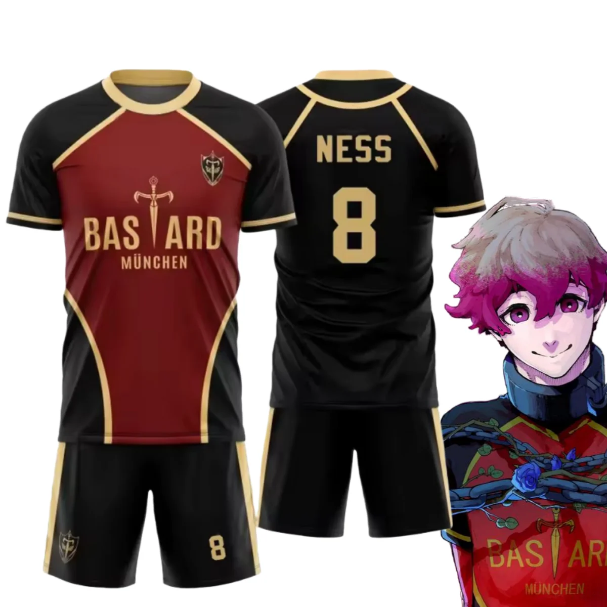 Nuevo Disfraz de Anime Ness, Camiseta de Fútbol de Bastard Munchen # Conjunto de 8 camisetas Alexis Ness, uniforme de fútbol para hombre, impresión 3D