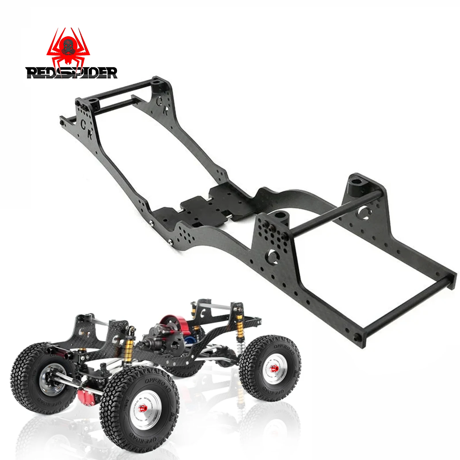 RED SPIDER LCG Zestaw podwozia z włókna węglowego Dźwigar ramy do gąsienic 1/10 RC Axial SCX10 i SCX10 II 90046 Części modernizacyjne