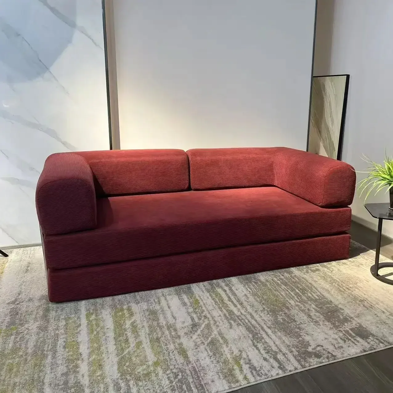 الطراز الحديث ضغط الهواء أريكة النسيج الفانيلا تشوه وحدات الأريكة لغرفة المعيشة الاقسام مركب أريكة سرير