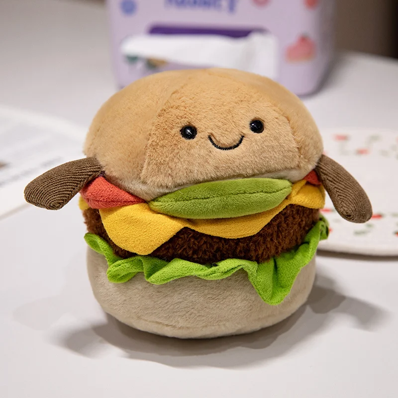 15 cm schattige cartoon hamburger knuffel knuffel, knuffeldier hamburger knuffel, voor jou kinderen cadeau vakantie verjaardag