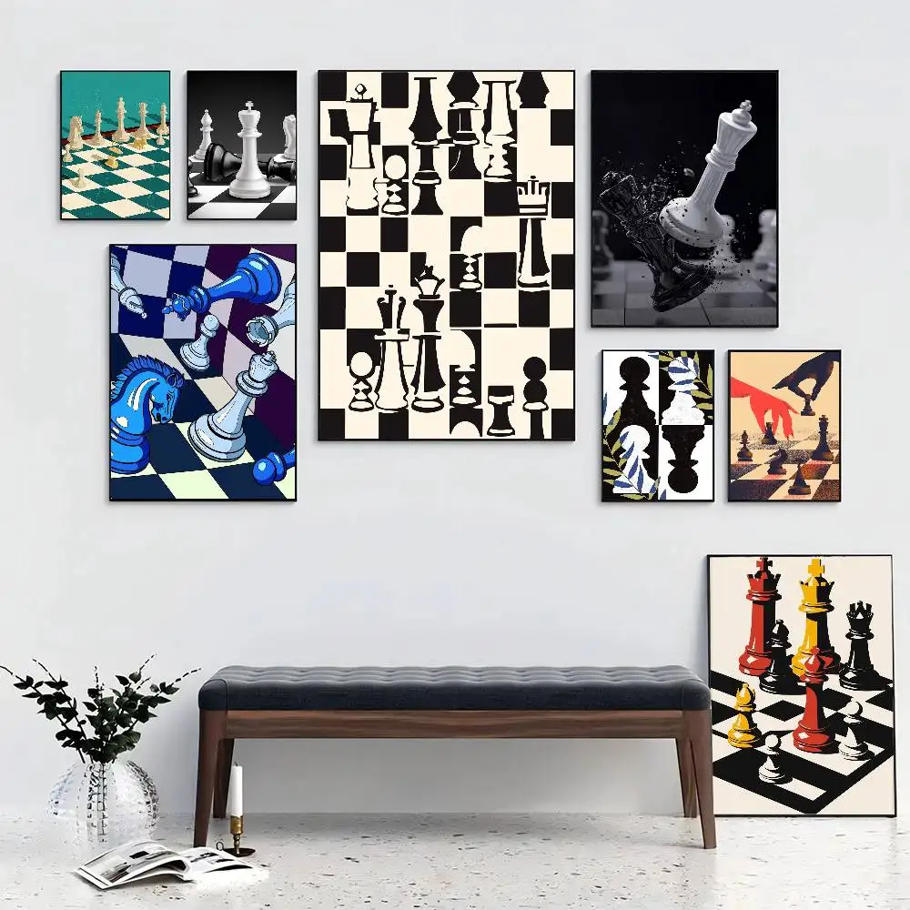 Chess Poster Art Sticky Wall Waterproof Home Living Room Bedroom Bar Aesthetic Decoration