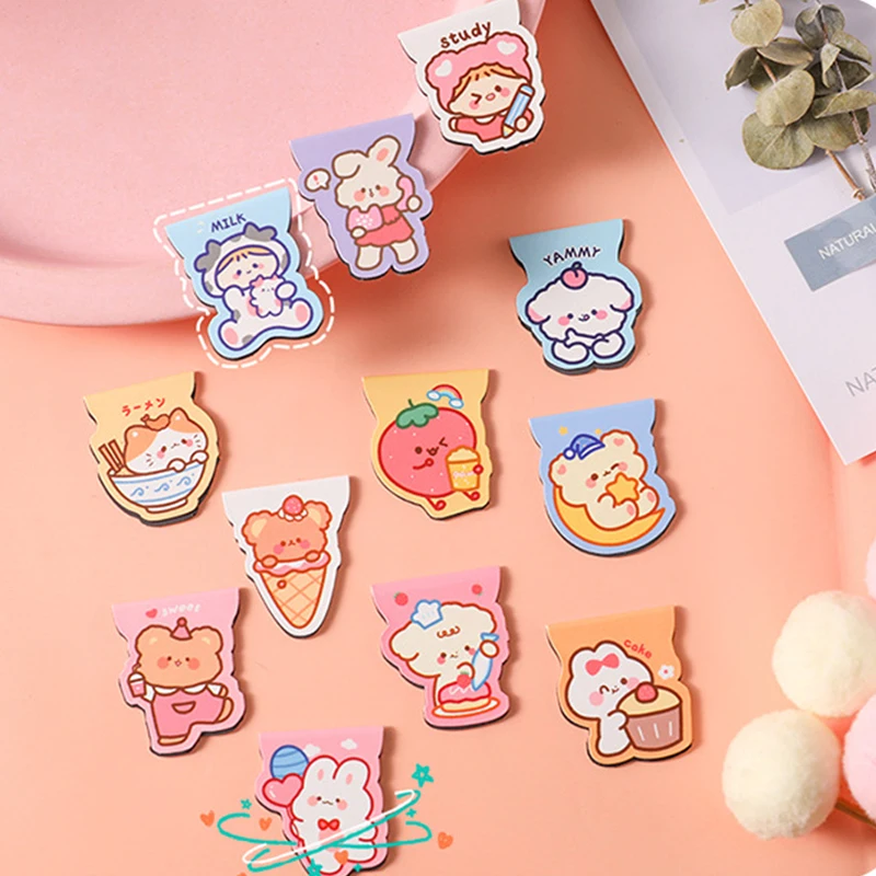 5 قطع لطيف الكرتون الدب المغناطيسي المرجعية ورقة كليب Kawaii أرنب طالب القرطاسية الكتب علامة من صفحة مدرسة مكتب التموين