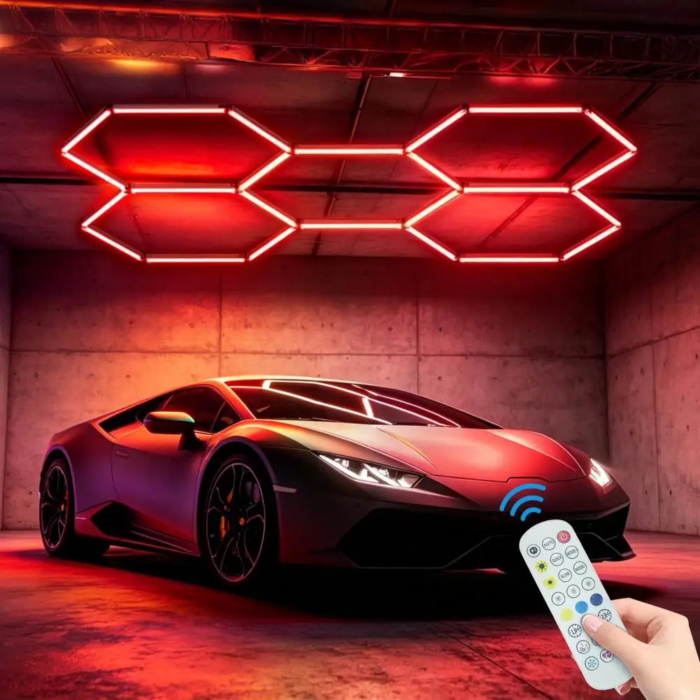 240W Hexagon Garage Lights, 5 Grid RGB Hexagon LED Lights with Music Sync Mode, App & Remote Control, Multi-Color Honeycomb Ligh