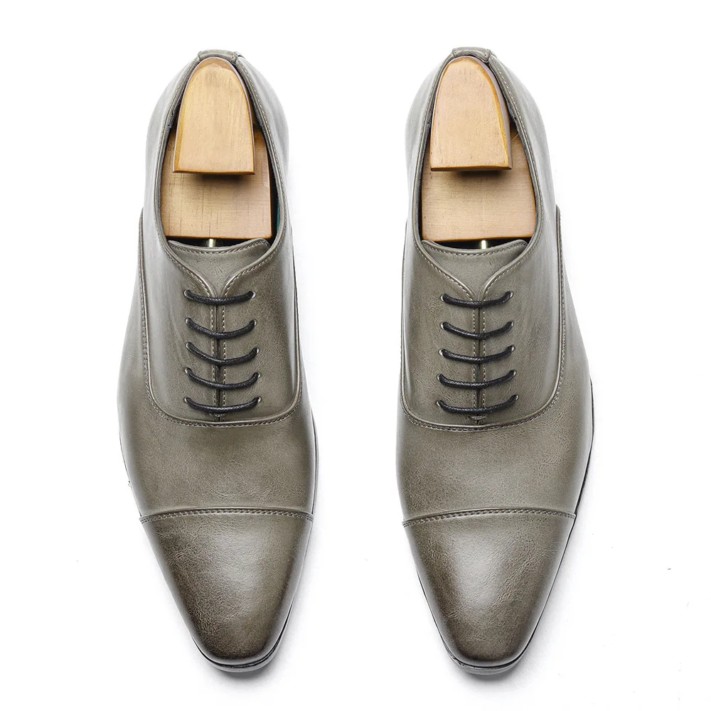 Designer Brand Leather Shoes for Men Wedding Dress Shoe Lace up Casual Business Oxfords Pointed Toe Office Formal Shoes for Man - Image 2