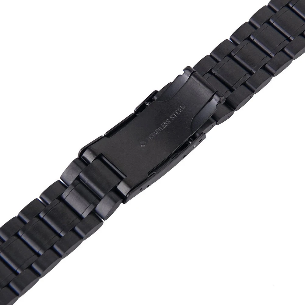 

4pcs 22mm Stainless Steel Watch Band 180mm Length 3 5mm Thickness Foldover Clasp Black Curved End Replacement Spring Bars