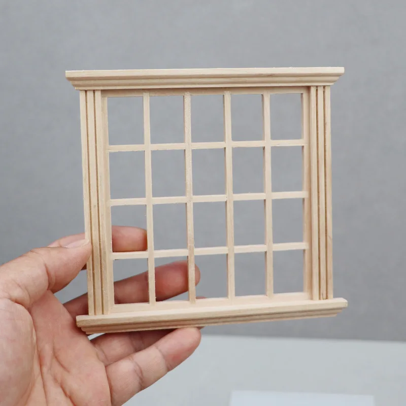 Miniature Doll House 1:12 Wooden Window Square Window Frame Model 20 Pane For DIY Dollhouse Furniture Decoration