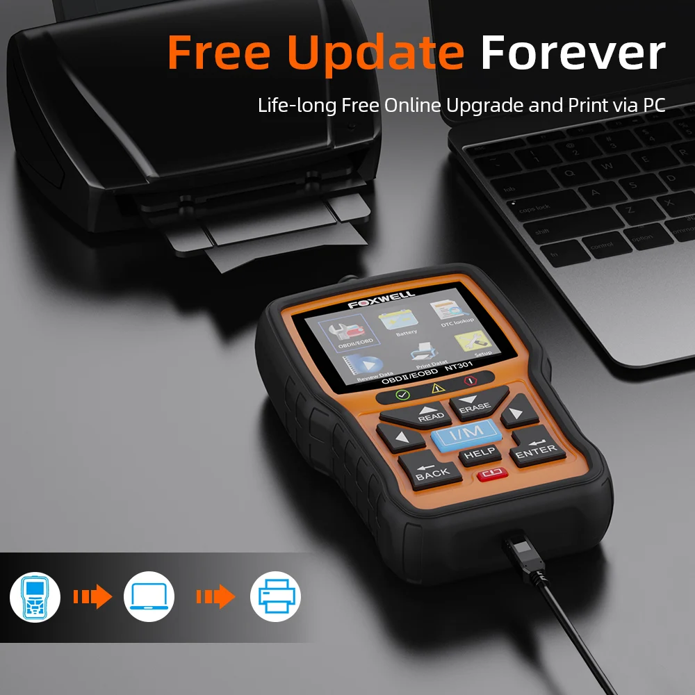 FOXWELL NT301 Car OBD2 Scanner Live Data Check Engine Light Professional Mechanic OBDII Code Reader Diagnostic Tool