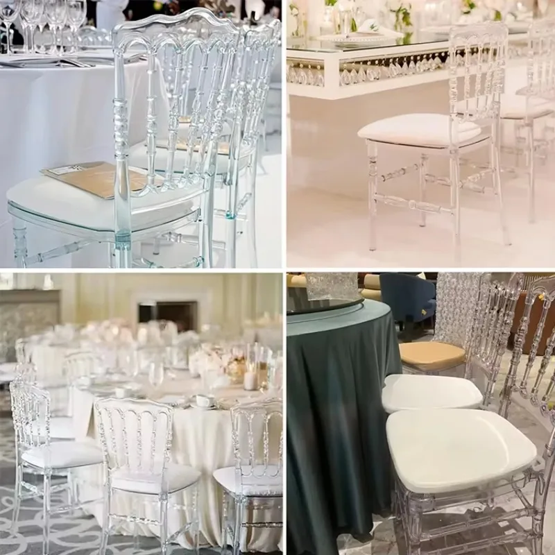 Factory Transparent Crystal Acrylic Chair Napoleon Hotel Banquet Dining Chair Weddings and Events