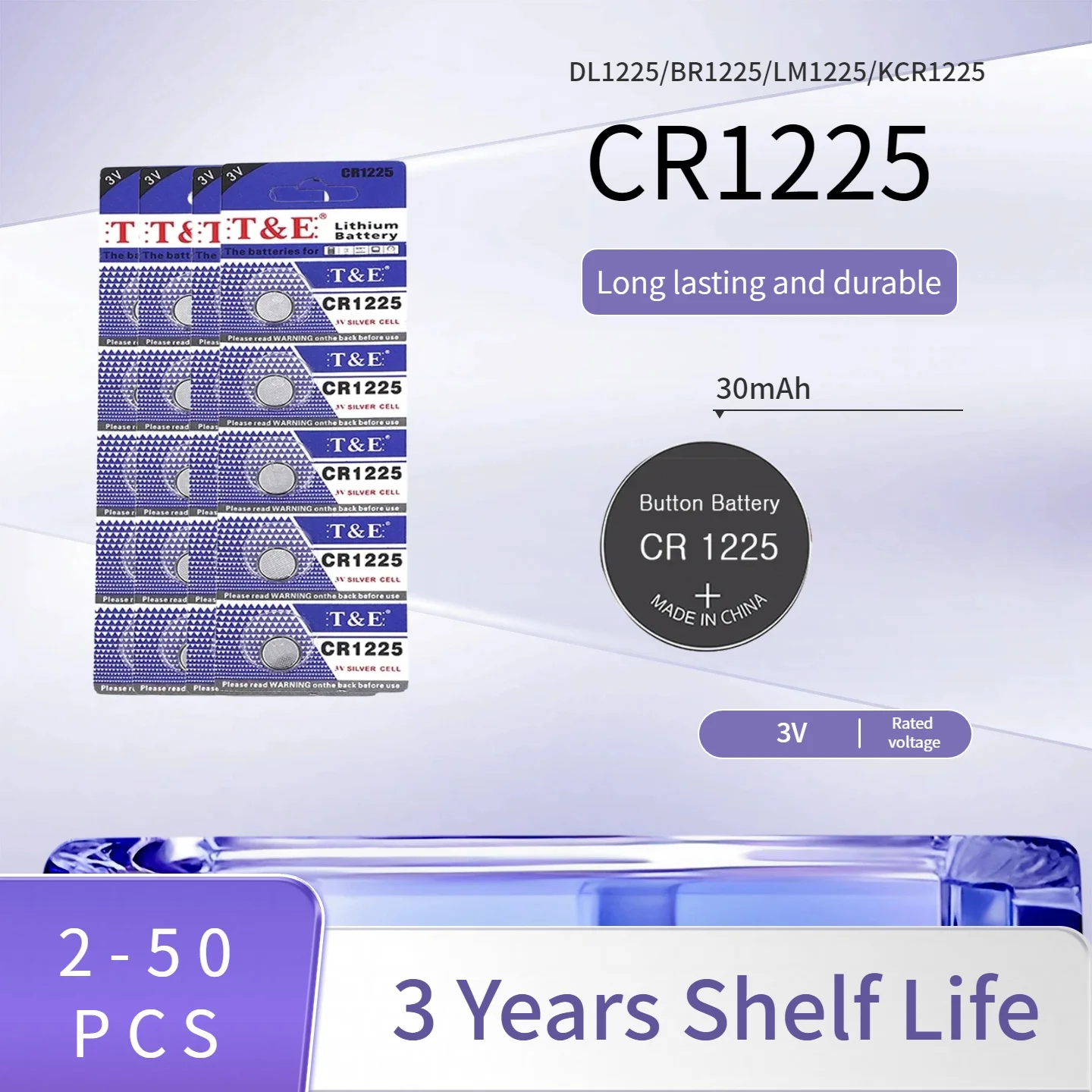 

2PCS-50PCS 3V CR1225 Lithium Button Battery BR1225 LM1225 DL1225 CR 1225 ER1225GP Coin Cell Watch Batteries for Toys Remote