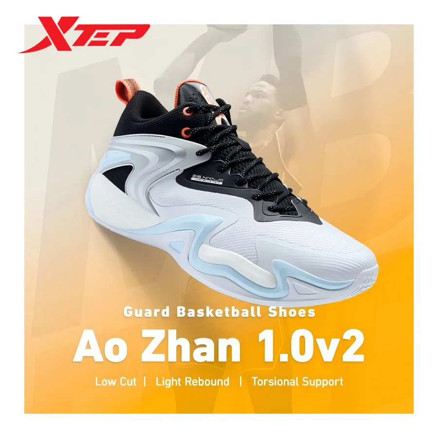 Xtep Aozhan 1-V2 Basketball Shoes Men Wear-Resistant Combat Men's Sport Shoes Shock Absorption Mid Top Sneaker 977419120017