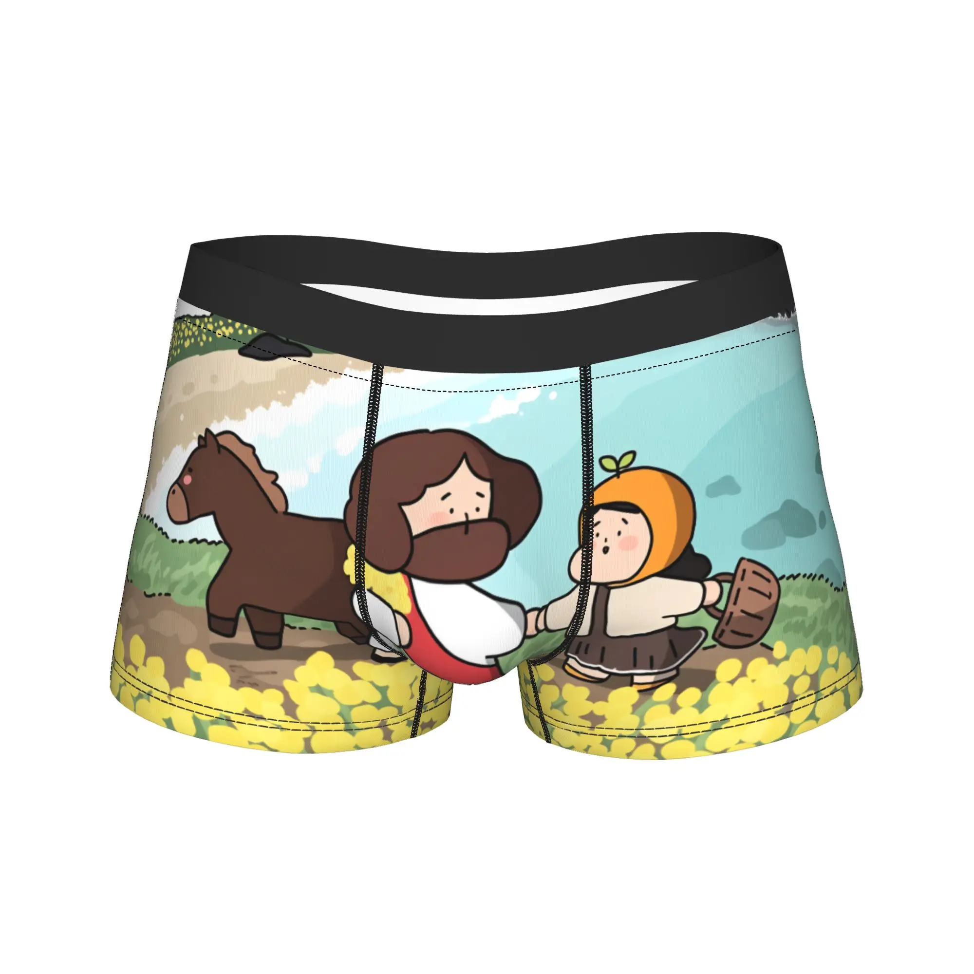 

Мужские трусы-боксеры с узором «Пасхальный крест Иисуса», удобные, большие размеры