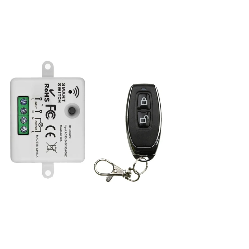 433Mhz Wireless Remote Control Switch 10A AC 110V 220V Mini RF Relay Receiver Transmitter for Pumps Light Lamp LED Fan