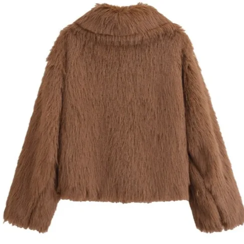 Comodo cappotto invernale in pelliccia artificiale da donna Colletto dettagliato Giacca in pelliccia sintetica da donna Cappotto in pelliccia ecologica ispessito per signora