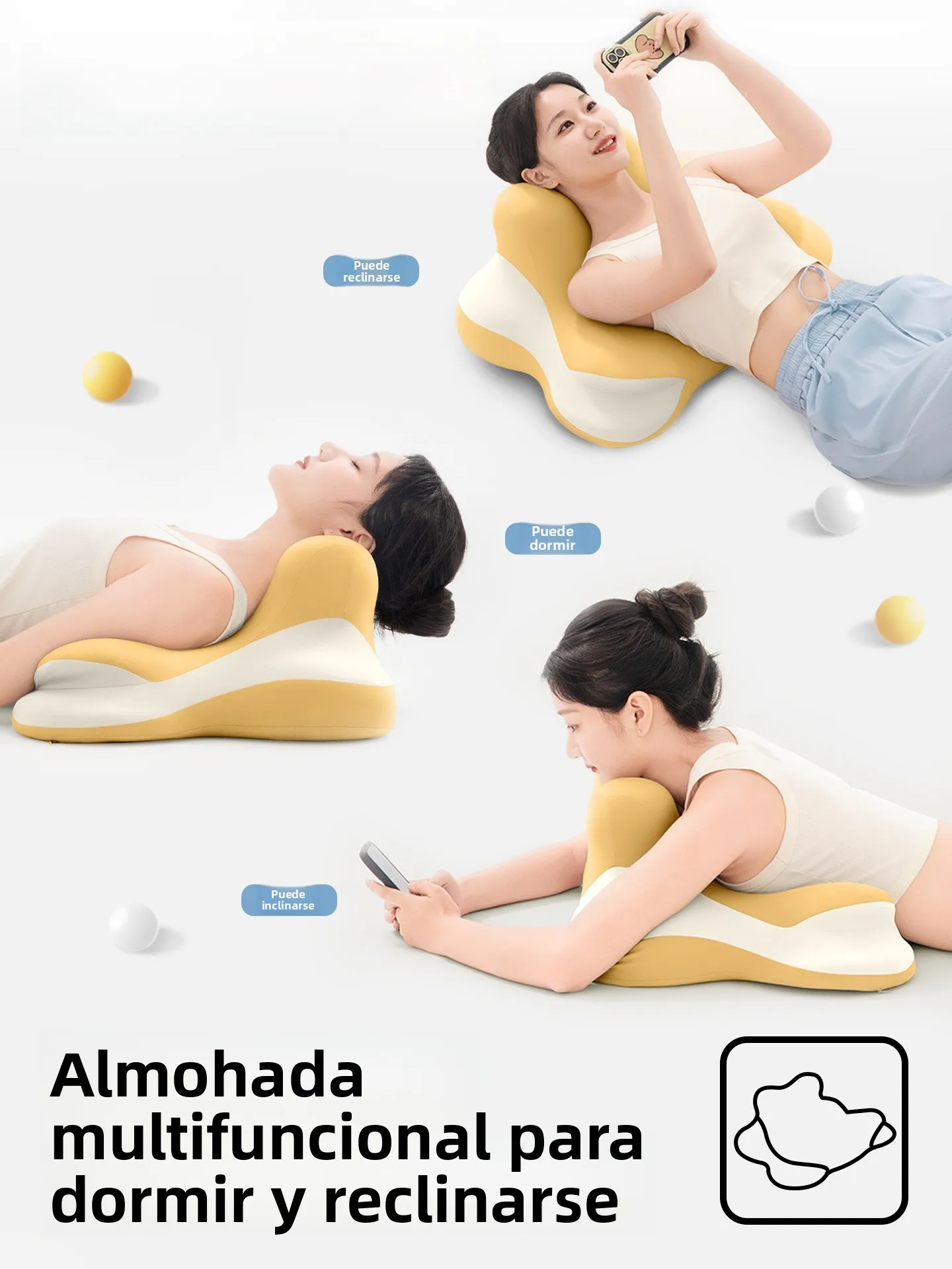 Almohada para Dormir Nila, Soporte Multifuncional para el Cuello, Doble Uso Suave y Firme, Altura Ajustable, Espuma Viscoelás...