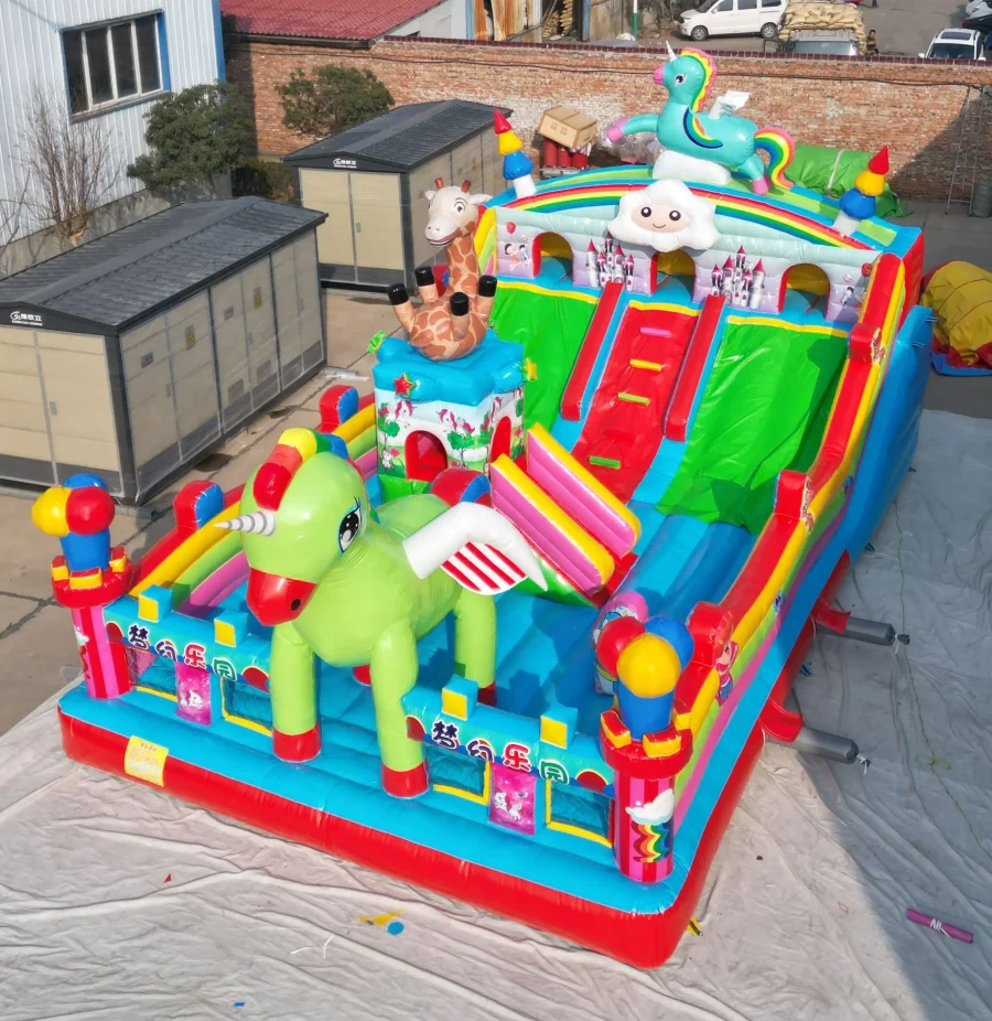 5x8m PVC Outdoor Inflatable Jump Castle with Slide High Quality Custom Bouncy Castle Jumping House with Slide for Kids Amusement