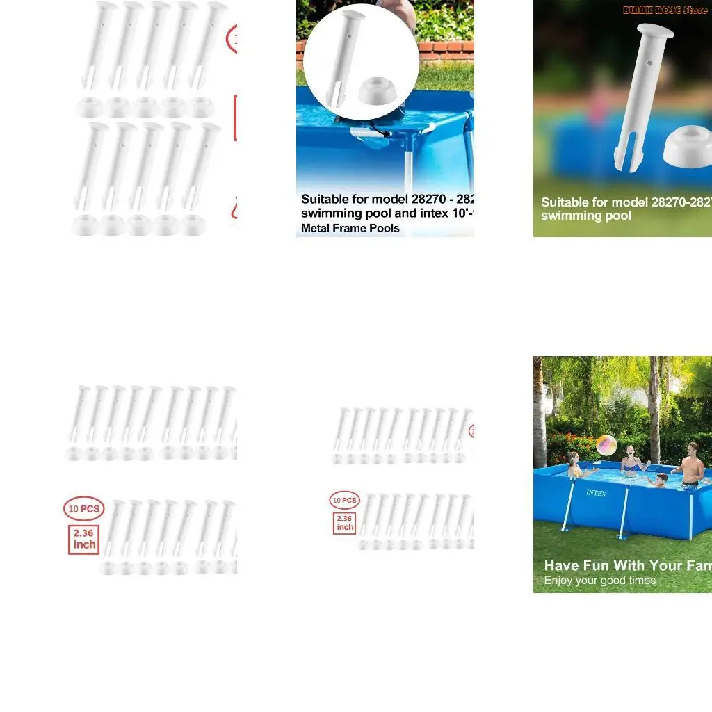 K1AE 10 Packs Plastic Pool Joint Pins & Rubber Pool Seals  Metal Round Rectangular Frame Pool Replacement Parts Easy Pull Out
