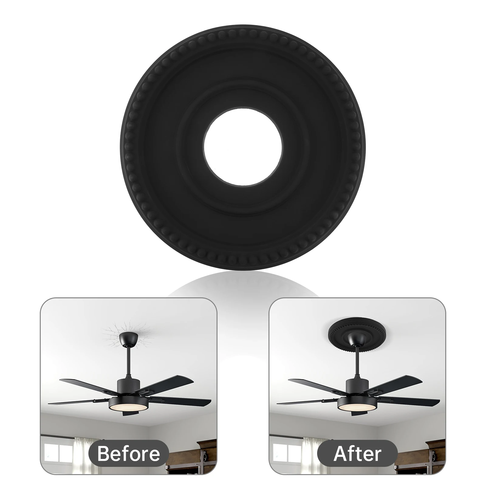10 Inch/12 Inch/12.5 Inch/13 Inch/ Molded PU Ceiling Medallion for Light Fixtures and Ceiling Fans, Molded PU Ceiling Medallion