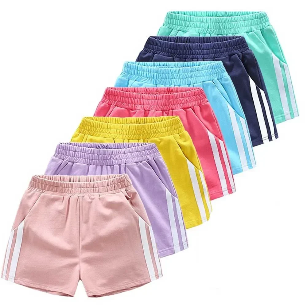 Children's Shorts For Girls Clothes Cotton Boys Trousers Candy Color Kids Beach Short Sports Pants Casual 2024 Summer Costume