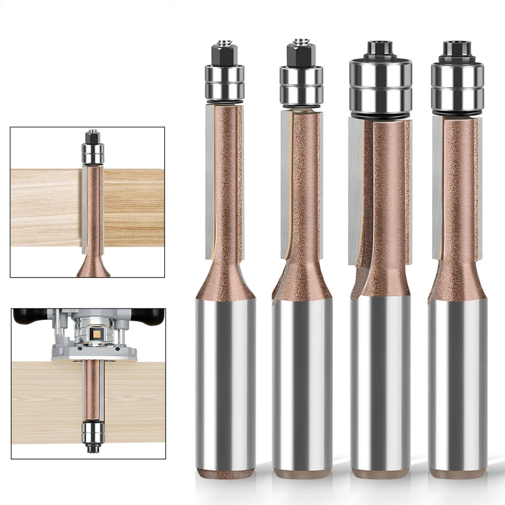 12 مللي متر 1/4in عرقوب مزدوجة تحمل فلوش تقليم بت راوتر بت المهنية النجارة قاطعة المطحنة ل الخشب بت مطحنة الوجه #1