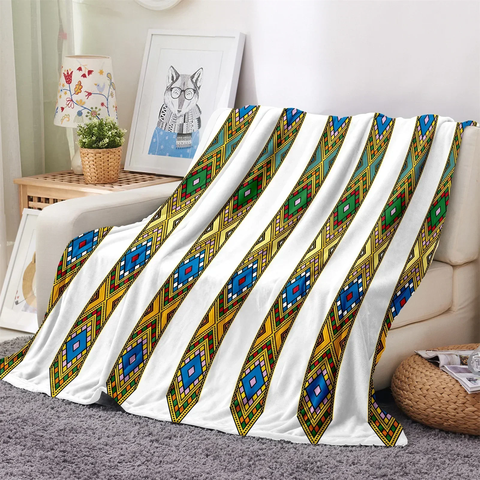 

Cheap Africa Ethiopian Empire Abyssinia Soft Warm Polyester Throw Flannel Blanket for Couch Bed Travel Cover Bedspread Bedding