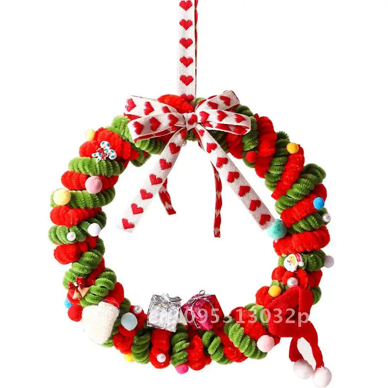 

DIY Handmade Christmas Wreath Decoration Hanging Ornaments Bell Pendant Parent-Child Craft Material Bag for Festive Atmosphere