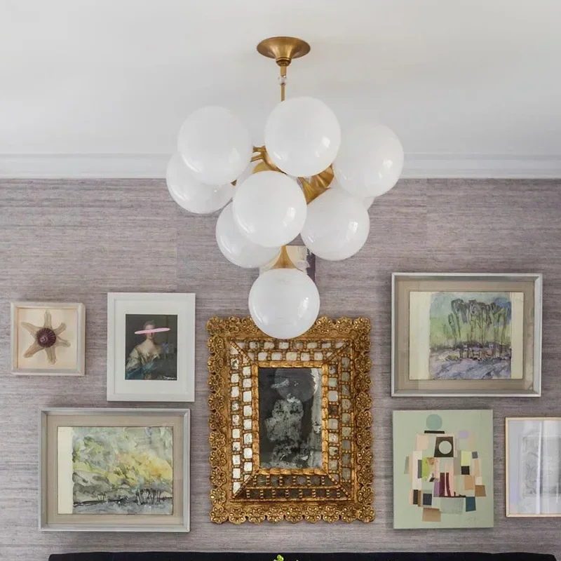 Magic Bean Branch Chandelier with Frosted Glass Ball Elegant Main Light for Living Room Aesthetic Home Decor Chandelier Fixture