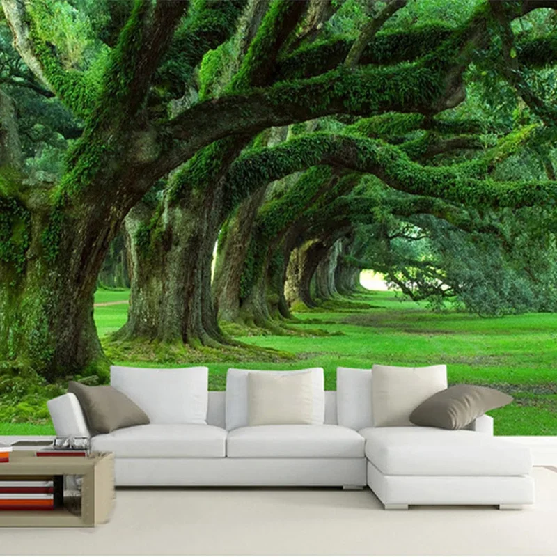 Spatial Extension Personality Wall Mural Wallpaper Green Tree Path Landscape Photo Wall Papers Living Room Restaurant Home Decor