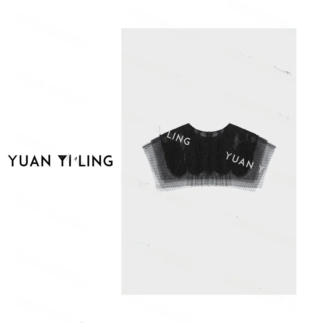 

Yuan Yiling Floral Lace Knitted Short Casual Versatile Black Shawl for Women Spring Summer Fashion Accessory Ladies Wrap