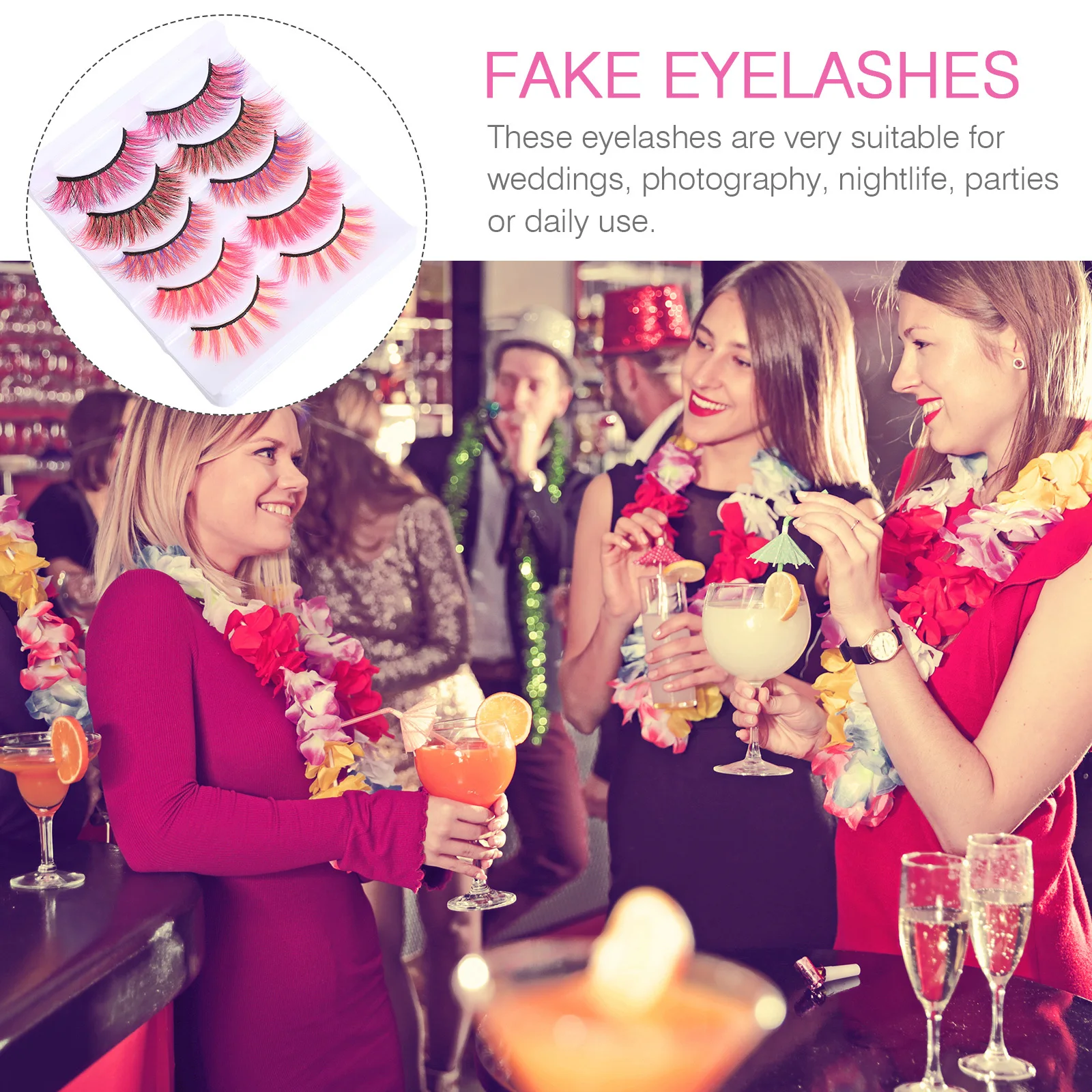 

10pcs Colored Eyelashes Simulation False Lashes For Wedding Party Nightlife Thick Volume Lightweight Long Artificial