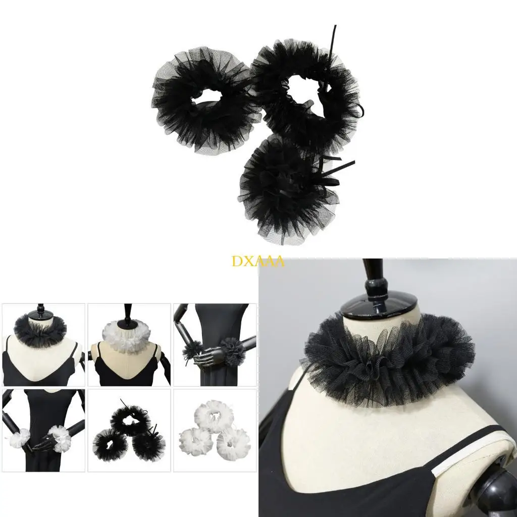 

DXAA Halloween Cosplay Party Renaissances Neck Ruff Collar and Ruffle Wrist Cuffs Set