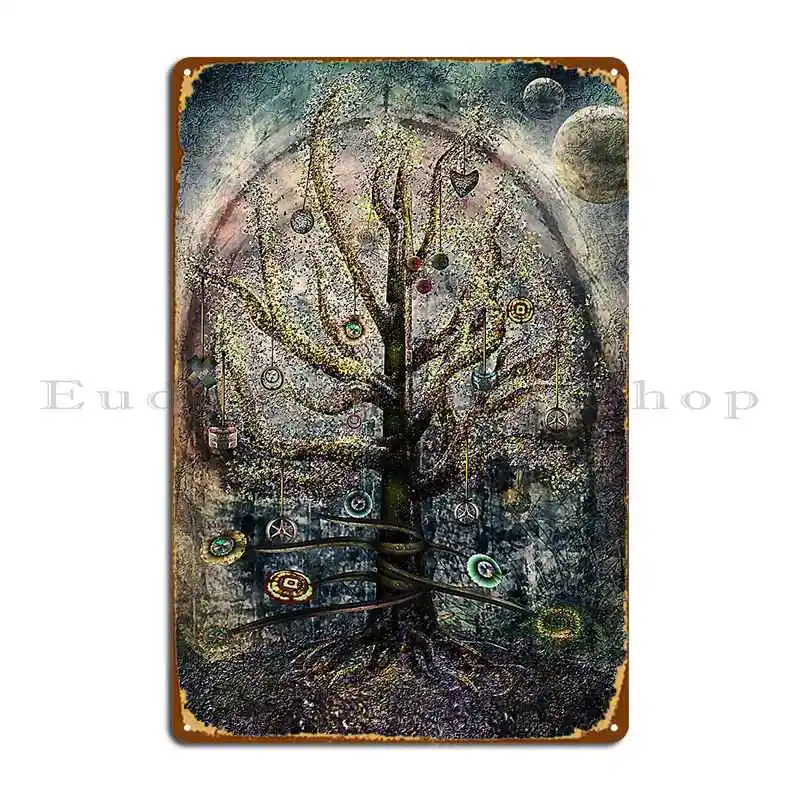 شجرة معدنية علامة الديكور مخصصة إنشاء المطبخ حانة تين تسجيل ملصق