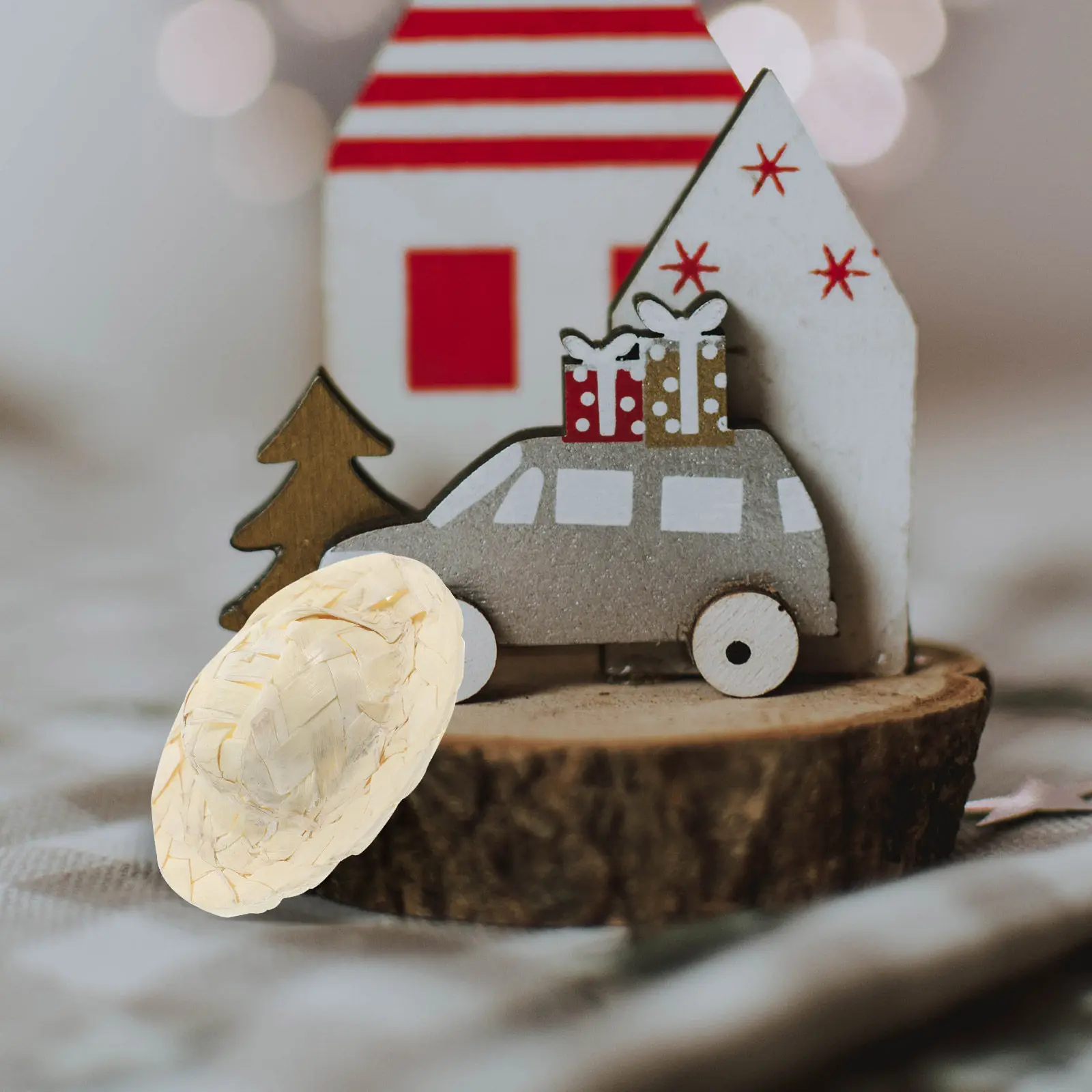 

10 шт. миниатюрных соломенных шляпок, милые декоративные аксессуары для поделок, дома и сада