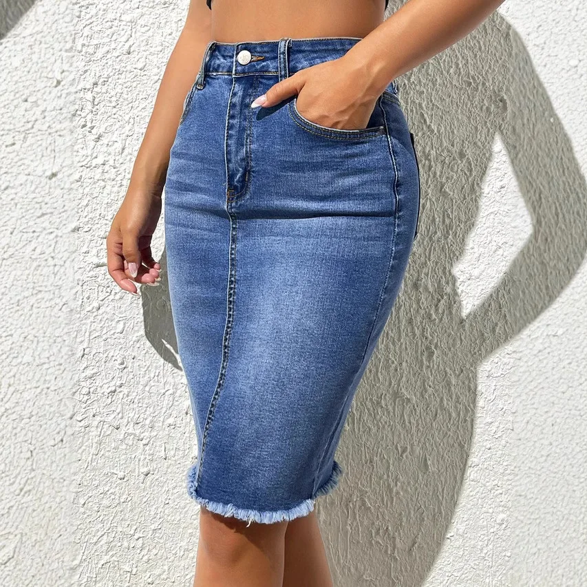 New Elastic High-waist Denim Hip Skirts Women