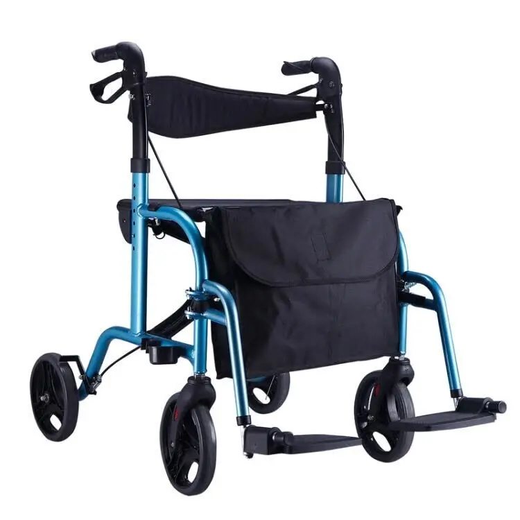 Popular Euro Style Aluminum Adjustable Rollator Walker with Detachable and Swing Away Footrests