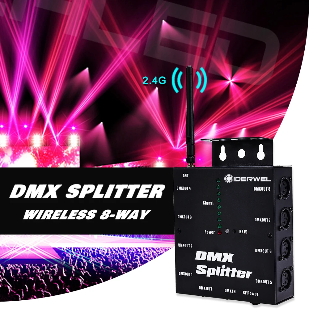 funcao do transmissor do receptor sem fio para a musica dmx512 splitter 8 way isolado com distancia 24g club dj disco party light 01