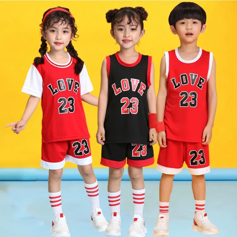 Kid LSPORT 23# Basketball Set Girls Basketball jersey uniform Breathable Child Sport shirts shorts BasketBall Team train Clothes