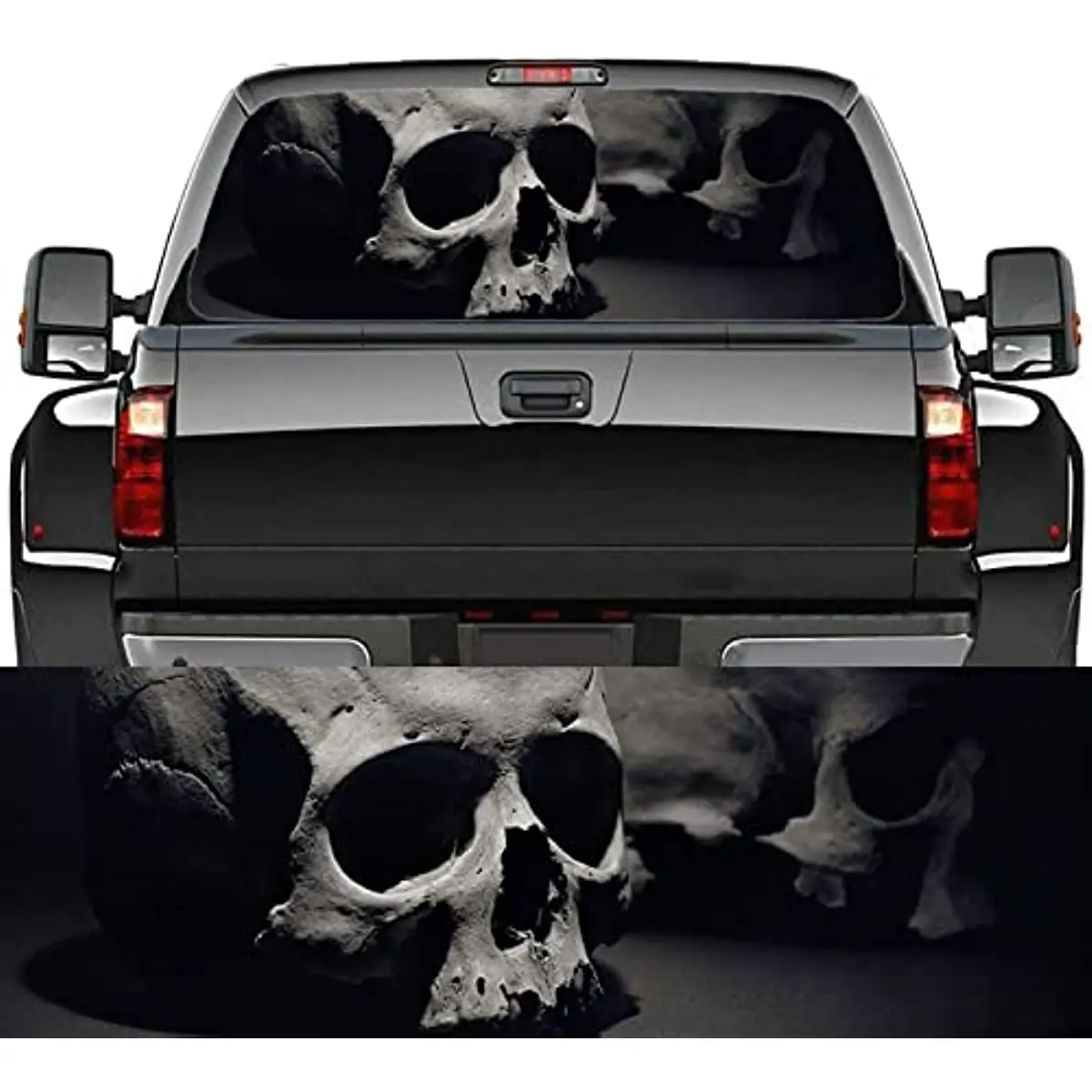 

CUSENA Rear Window Truck Decal Sticker Skeleton Skull Car Window Graphic Decal Flower Perforated Vinyl Window Back Decal for Tru