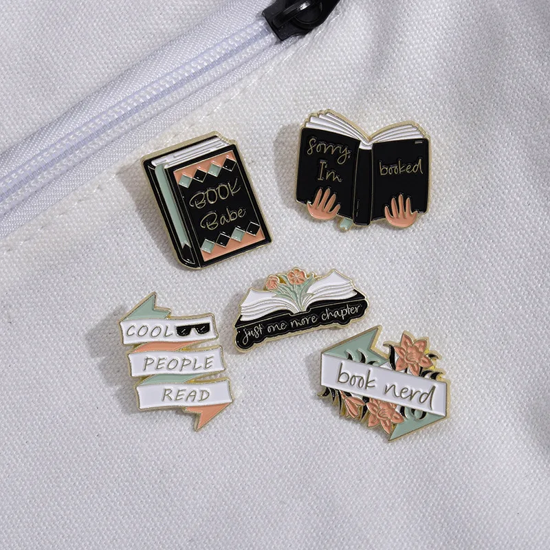 Literary Artistic Books Floral Letter Styling Brooches Ins Style Metal Enamel Badges Clothes Backpacks Pins Accessories Jewelry